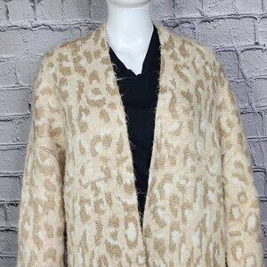 Topshop Fuzzy Brushed Animal Pattern Maxi Cardigan, Women's Small
